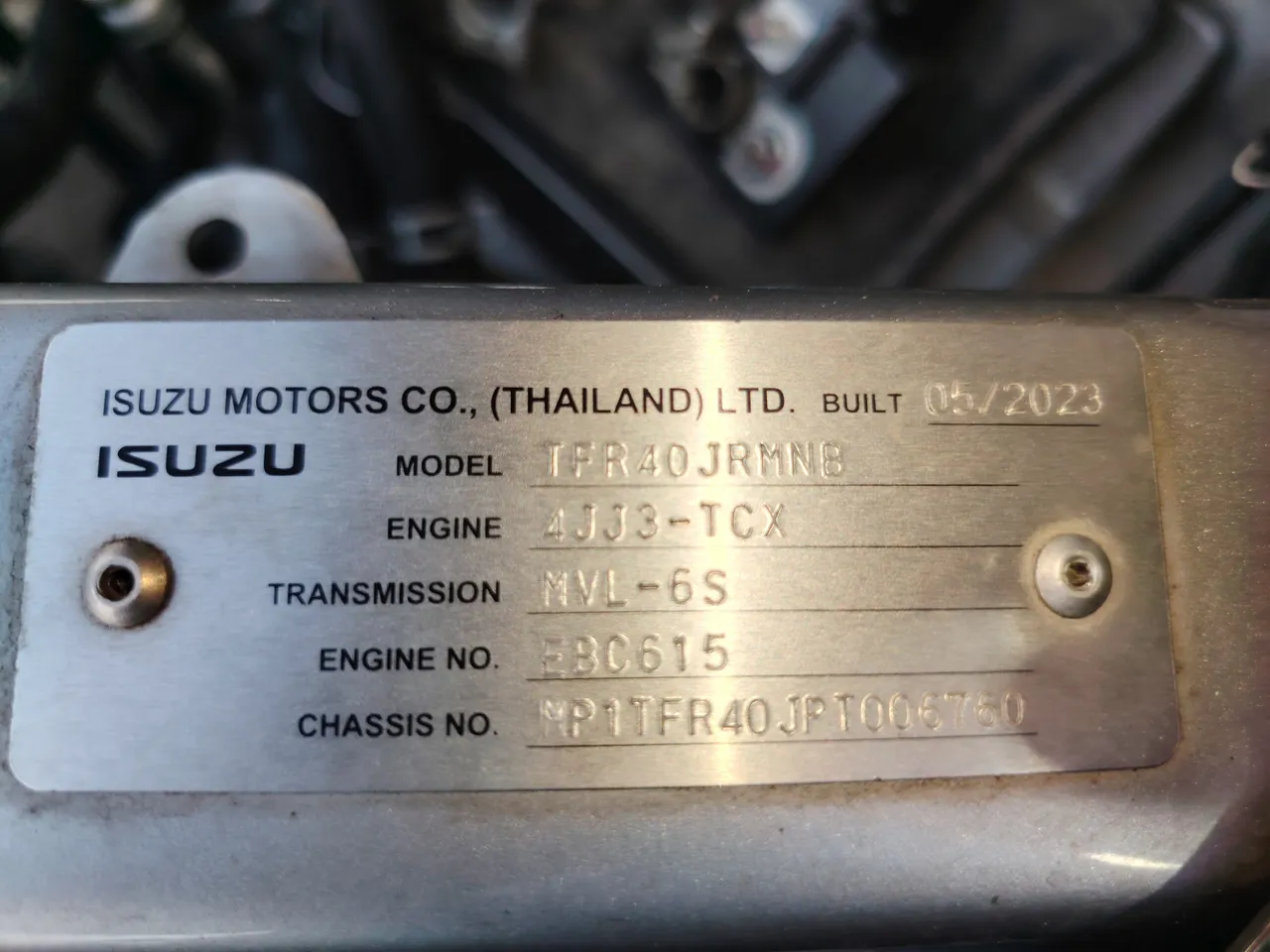 2023 Isuzu D-Max – License plate